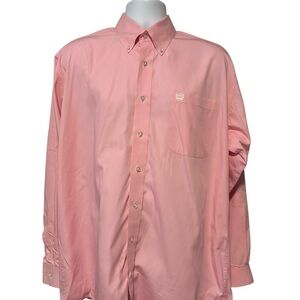 Cinch Men's Long Sleeve Pink Button Down Dress Shirt M